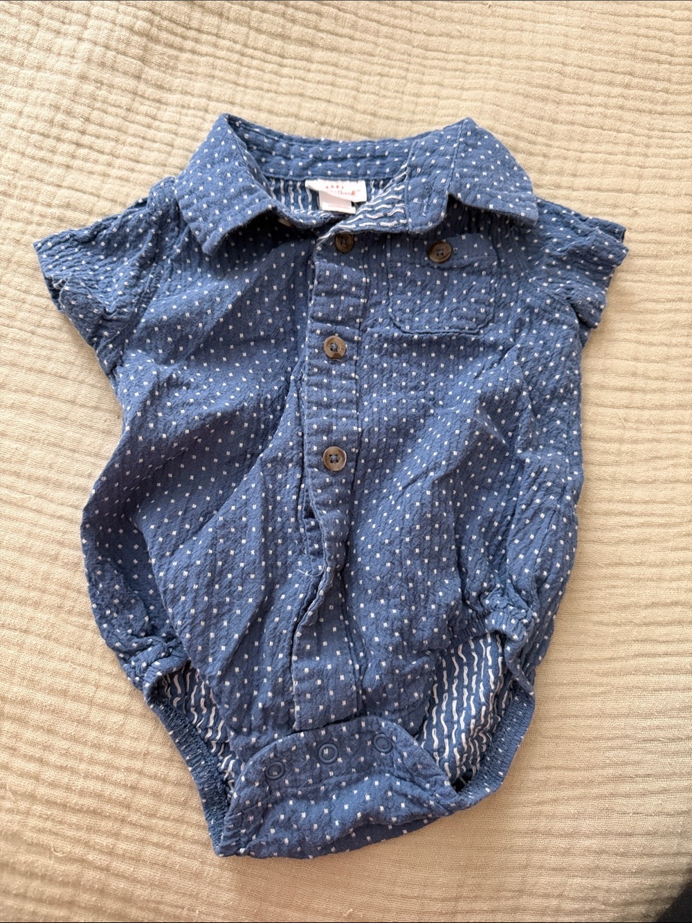 Cat & Jack Blue Dot Button-Front Baby Onesie